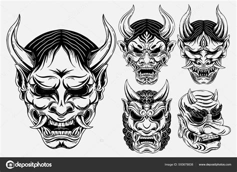 Japanese Demon Mask Drawings