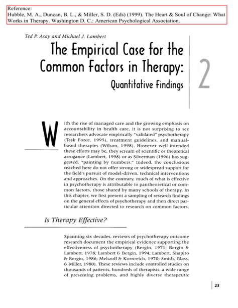 The Empirical Case For The Common Factors In Therapy Quantitative