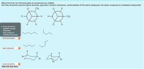 Solved Determine How The Following Pairs Of Compounds Are Related Are