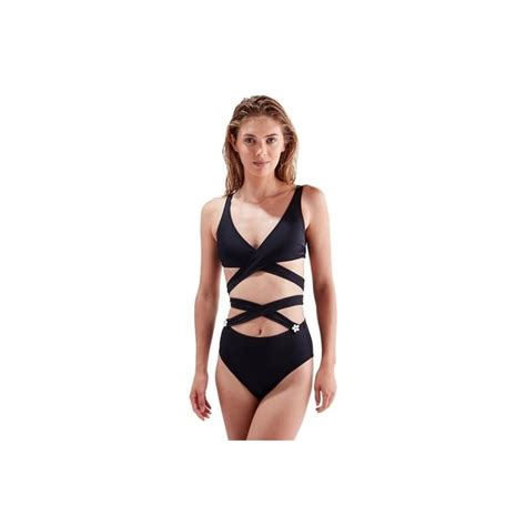 Sexy Criss Cross Tie Back V Neck Plain High Cut Bikini Set Black Mufree