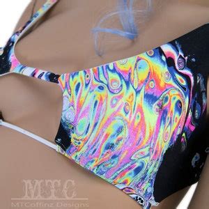 Acid Trip Neon Lava Rave Top 80s UV Reactive Trippy Bikini EDM Dance