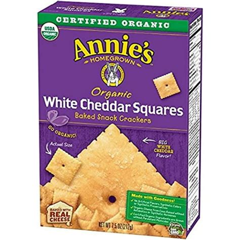 Annies Organic White Cheddar Squares Baked Snack Crackers 7 5 Oz Pack Of 2