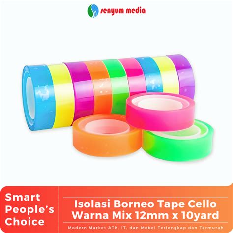 Jual Isolasi Borneo Tape Cello Warna Mix Mm X Yard Slop Isi