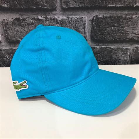 Boné Lacoste Mini Croc Lateral c fita de couro Azul Claro Estilo