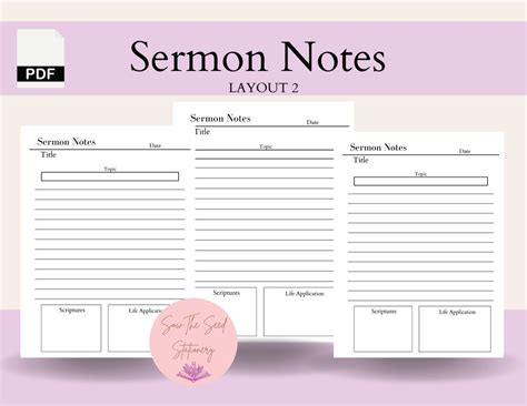 Sermon Notes, Sermon Notes Pdf, Printable Notes, Digital Sermon Notes ...