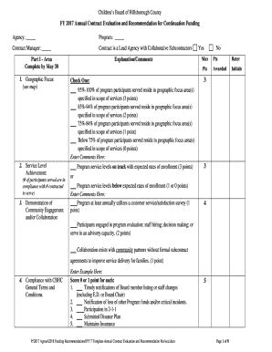 Fillable Online Fy Annual Contract Evaluation And Recommendation