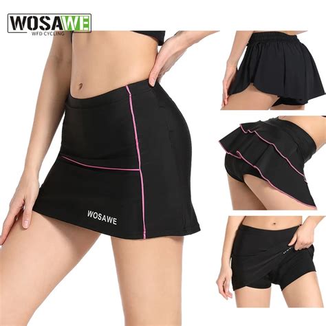 WOSAWE Women 2 In 1 Cycling Skirt Shorts 4D Gel Padded Tennis Sports