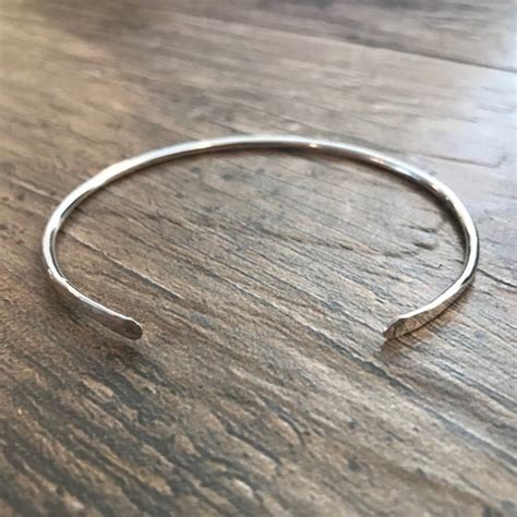 Thin Sterling Silver Cuff Bracelet Open Bangle Bracelet Etsy