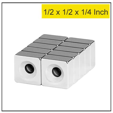 1/2 x 1/2 x 1/4 Inch Double-Sided Countersunk Square Magnets N52 - HSMAG