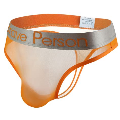 Mizok Men S Thongs Sexy Bikini Briefs G String Mesh Underwear Orange Xl Pc Walmart