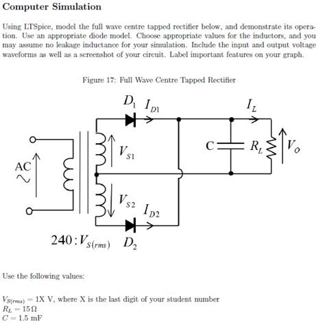 Solved Using Ltspice Model The Full Wave Centre Tapped Chegg