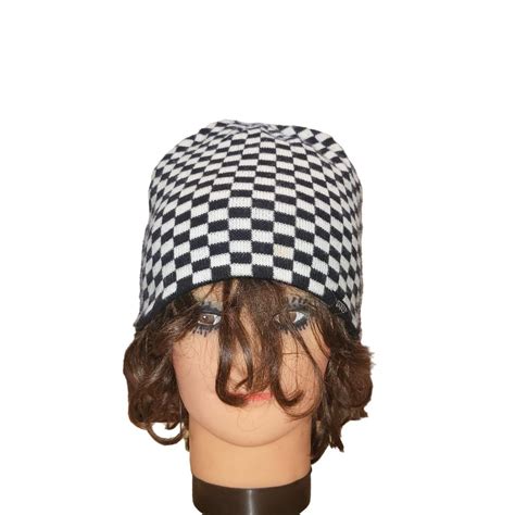 Vans Off The Wall Checkerboard Beanie Adult Black Depop