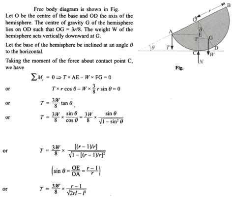 79 A Hemisphere Of Radius R And Weight W Is Placed With Its Curve