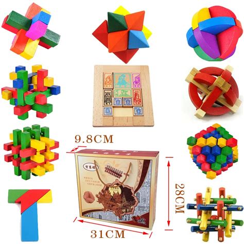 Pcs Lot Multi Color Wood Puzzle Toys Classic Iq D Wooden