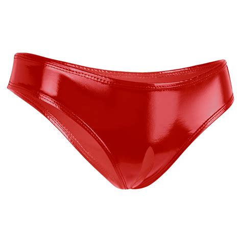 Freebily Frauen Slips Offener Schritt Briefs Kunst Wetlook Leder