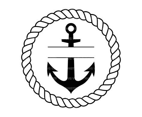 Anchor Monogram Svg Circle Rope Svg Nautical Svg Rope Etsy