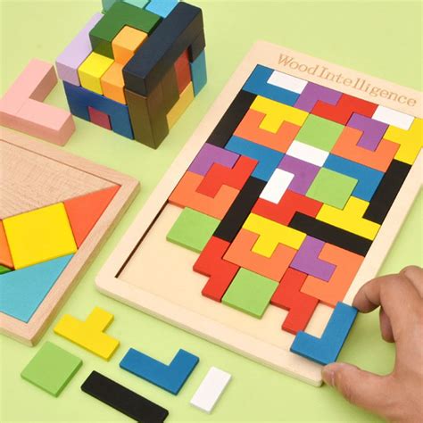 Puzzle Colorful Wooden Tangram For Kids Children Toys Learning ...