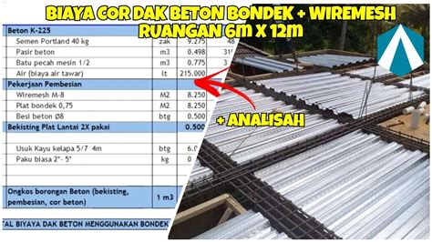 Biaya Cor Dak Beton Bondek Dan Wiremesh Ukuran M X M Youtube