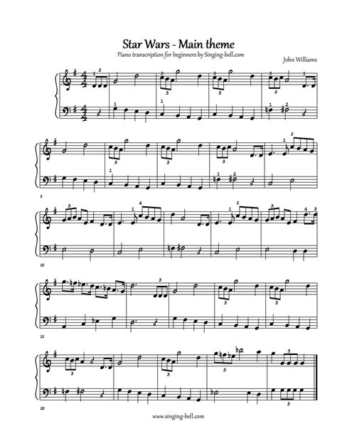 Star Wars Main Theme Piano Sheet Music And Tutorial