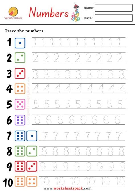 Printable tracing numbers worksheets - worksheetspack 
