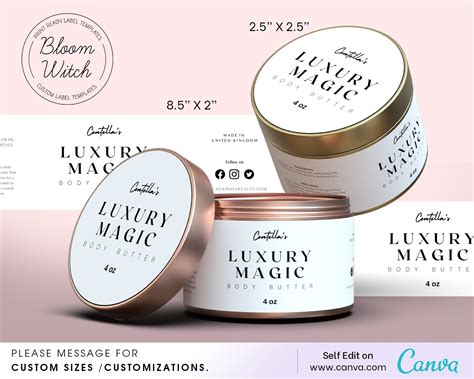 Diy White Body Butter Label Template Minimal Modern Etsy