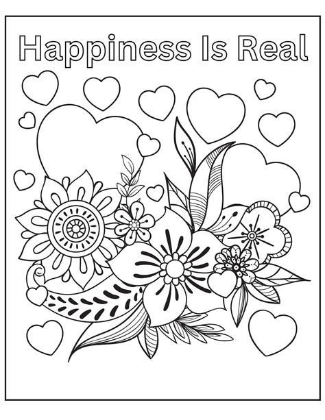 Happiness Coloring Page Etsy