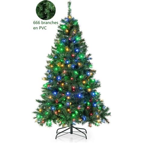 GYMAX 180 CM Sapin de Noël Artificiel avec 260 Lampes LED 666