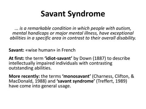 PPT - SAVANT SYNDROME PowerPoint Presentation - ID:2582813