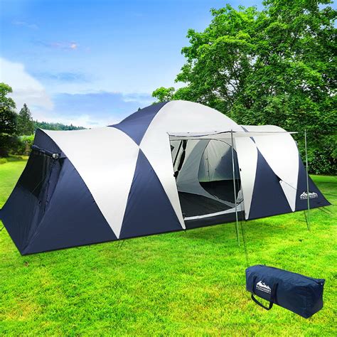 Weisshorn 12 Person Canvas Dome Camping Tent - Navy & Grey