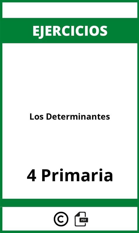 Los Determinantes Ejercicios PDF 4 Primaria