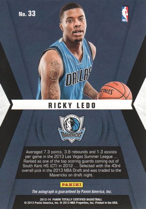 Totally Certified Rookie Roll Call Autographs Card Ricky