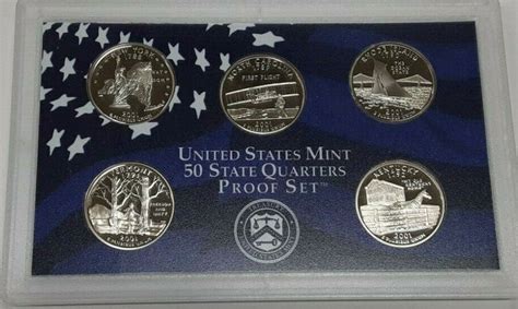 USA 2001 S US Mint Clad Proof State Quarters Set 5 Gem Coins NO Box Or