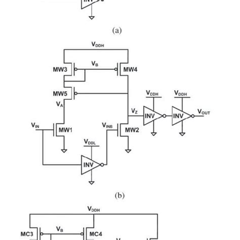 Level Shifter Circuit Schematics A Conventional Cross Coupled Half