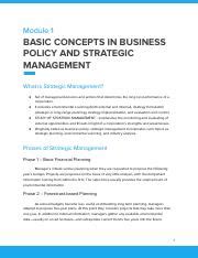 Basic Concepts In Business Policy And Strategic Management Pdf Module