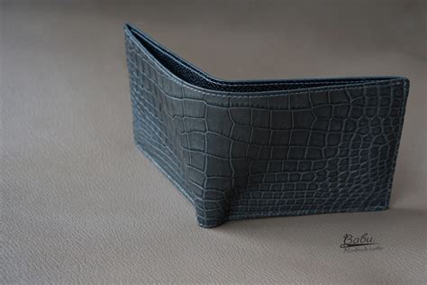 Grey Alligator Wallet Full Grain Alligator Leather Wallet Hwl232 Babu Handmade Leather