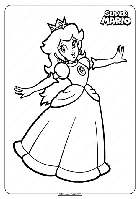 Free Printable Super Princess Peach Coloring Page Super Mario