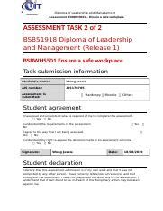 Bsbwhs Wong Jessie Task Docx Pdf Diploma Of Leadership And