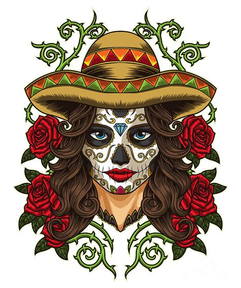 La Calavera Catrina Lady Of The Dead Digital Art By Mister Tee Fine