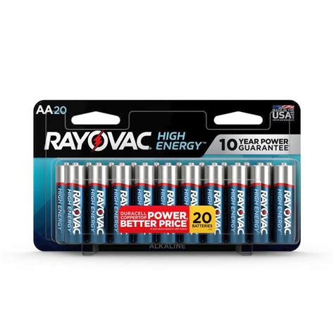 Rayovac High Energy AA Batteries 20 Pack Double A Alkaline Batteries