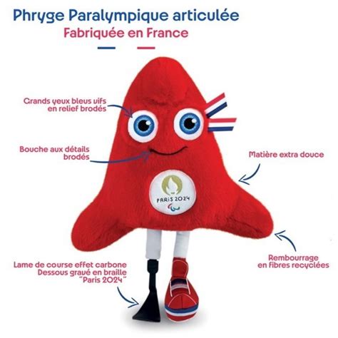 Peluche Mascotte Officielle Jeux Paralympiques Paris 2024 28cm Doudou