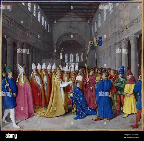 Jean Fouquet Coronation Charlemagne 1460 Stock Photo Alamy