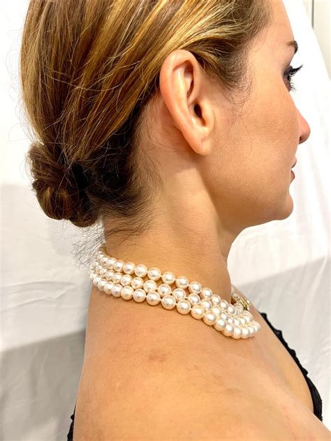 Cartier South Sea Three Layer Pearl Necklace With 16 Ct Solitaire Diamond Clasp At 1stdibs