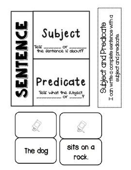 Subject And Predicate Foldable Interactive Notebook Page TPT