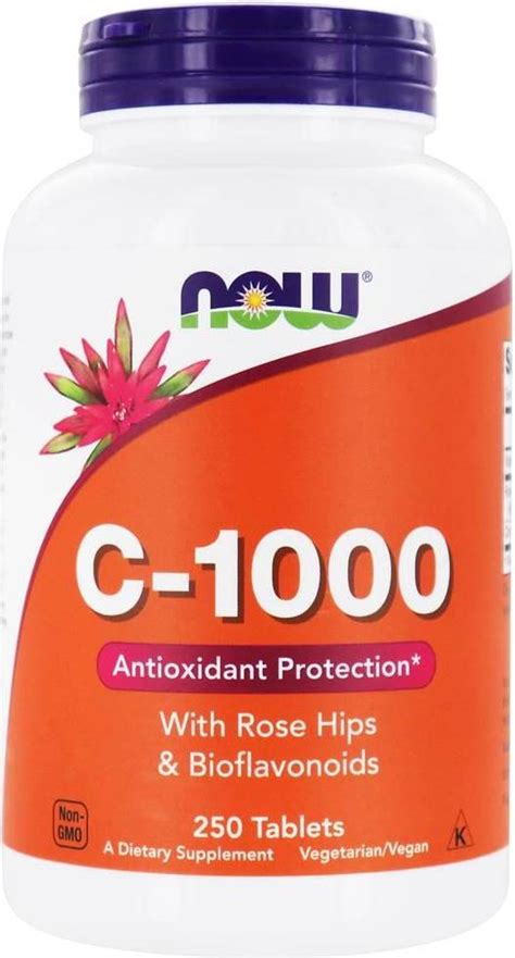 Now Foods C 1000 With Rose Hips Bioflavonoids 250 Stk Pris