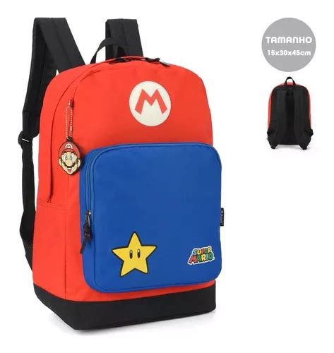 Mochila Costas Super Mario Vermelha Ms Mo Luxcel Frete Gr Tis