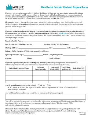 Fillable Online Ohio Dental Provider Contract Request Form Ohio Dental