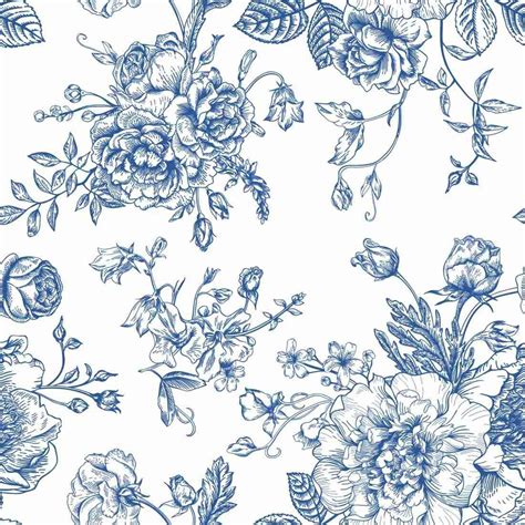 Papel De Parede Floral Azul Vintage 300 X 59cm X4adesivos Papel De