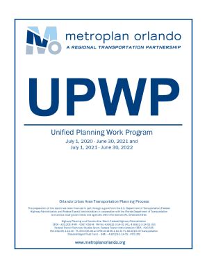 Fillable Online Unified Planning Work Program MetroPlan Orlando Fax