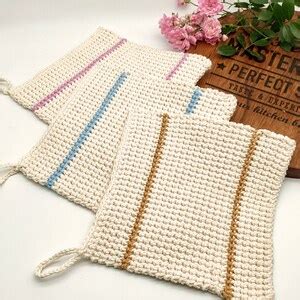 Crochet Pattern Farmhouse Potholder Tutorial Cotton Farmhouse Hot Pad Eco Friendly Cottage Style