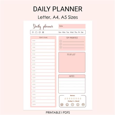 Daily Planner Printable Printable Daily Planner Printable To Do List